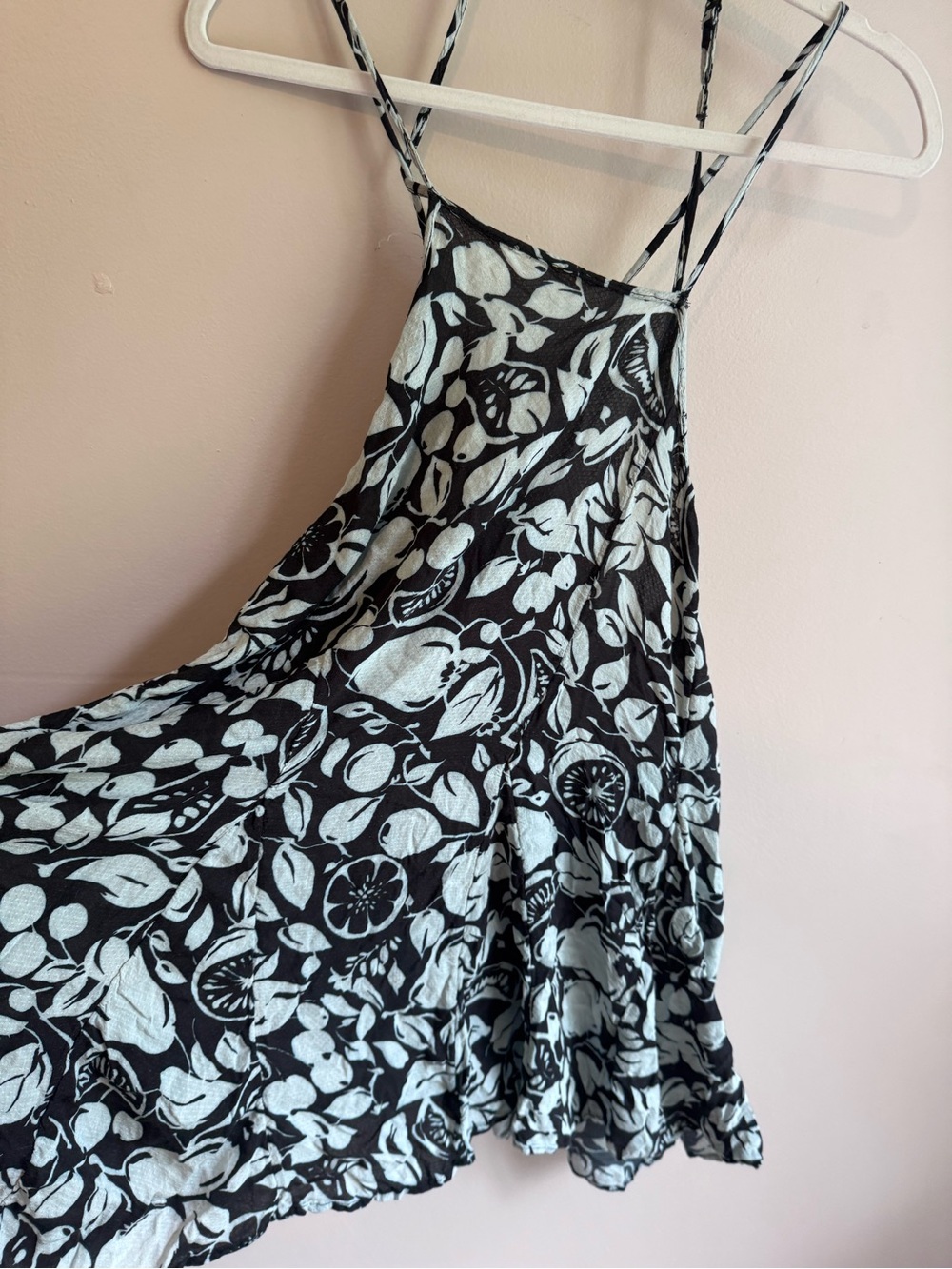 Anthropologie Sheer Mini Fruit Floral Dress Black White Strappy M $98 - Picture 3 of 8